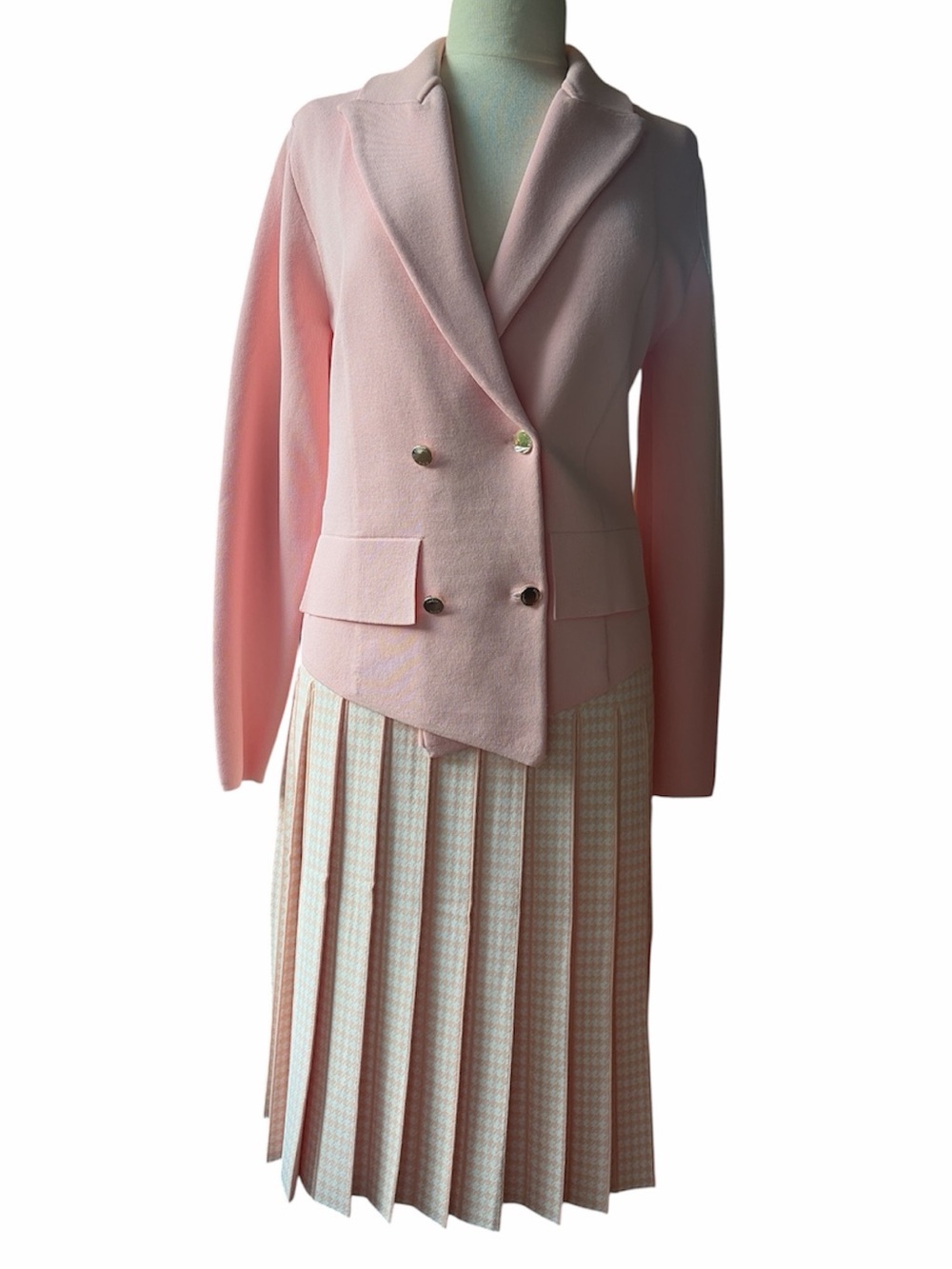 Aleeza Paris SET - Haylee blazer and pleated skirt set, Baby Pink, size Large
